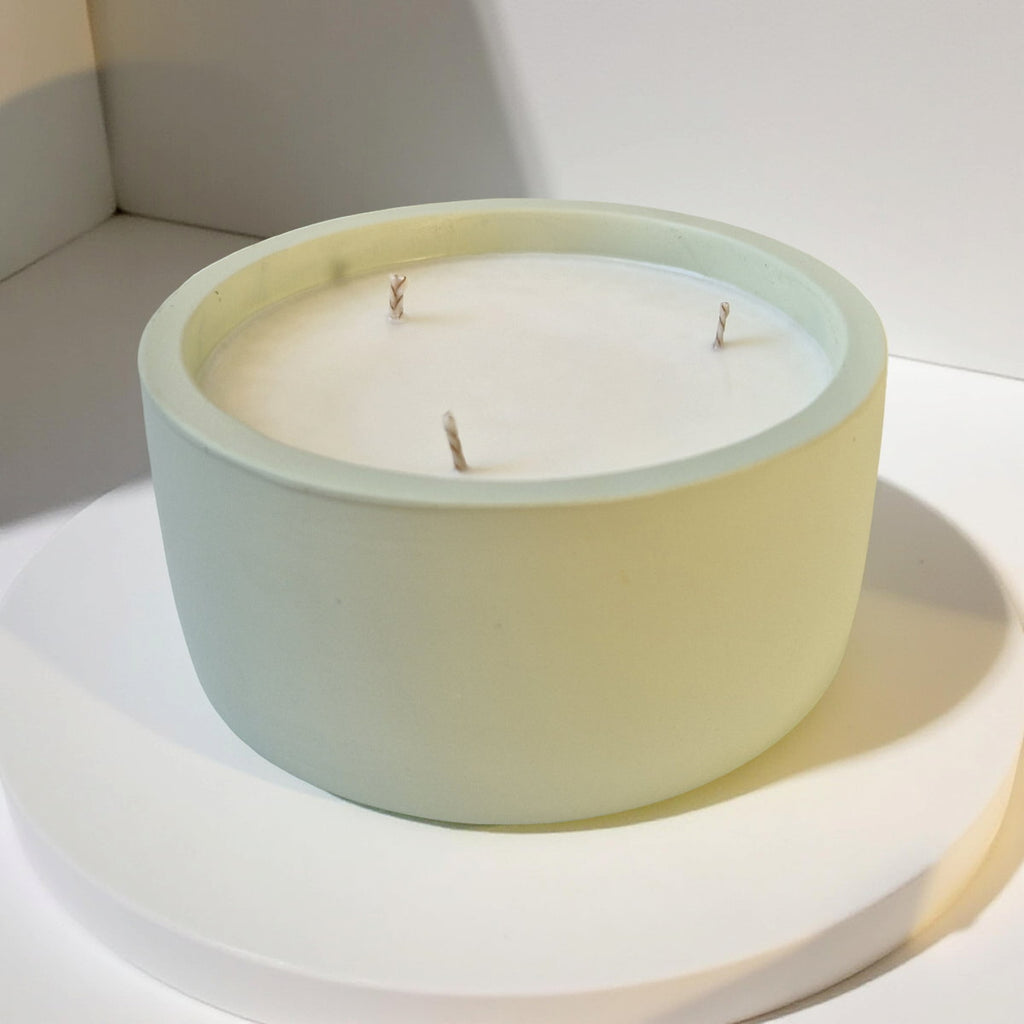 Concrete Round Candle | 3 Wick | Sage Green or Terracotta